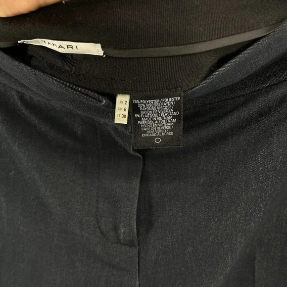 Tahari Dress Pants Women's 2 Deep Blue Straight Leg Regular Fit Mid Rise Stretch - Picture 11 of 12